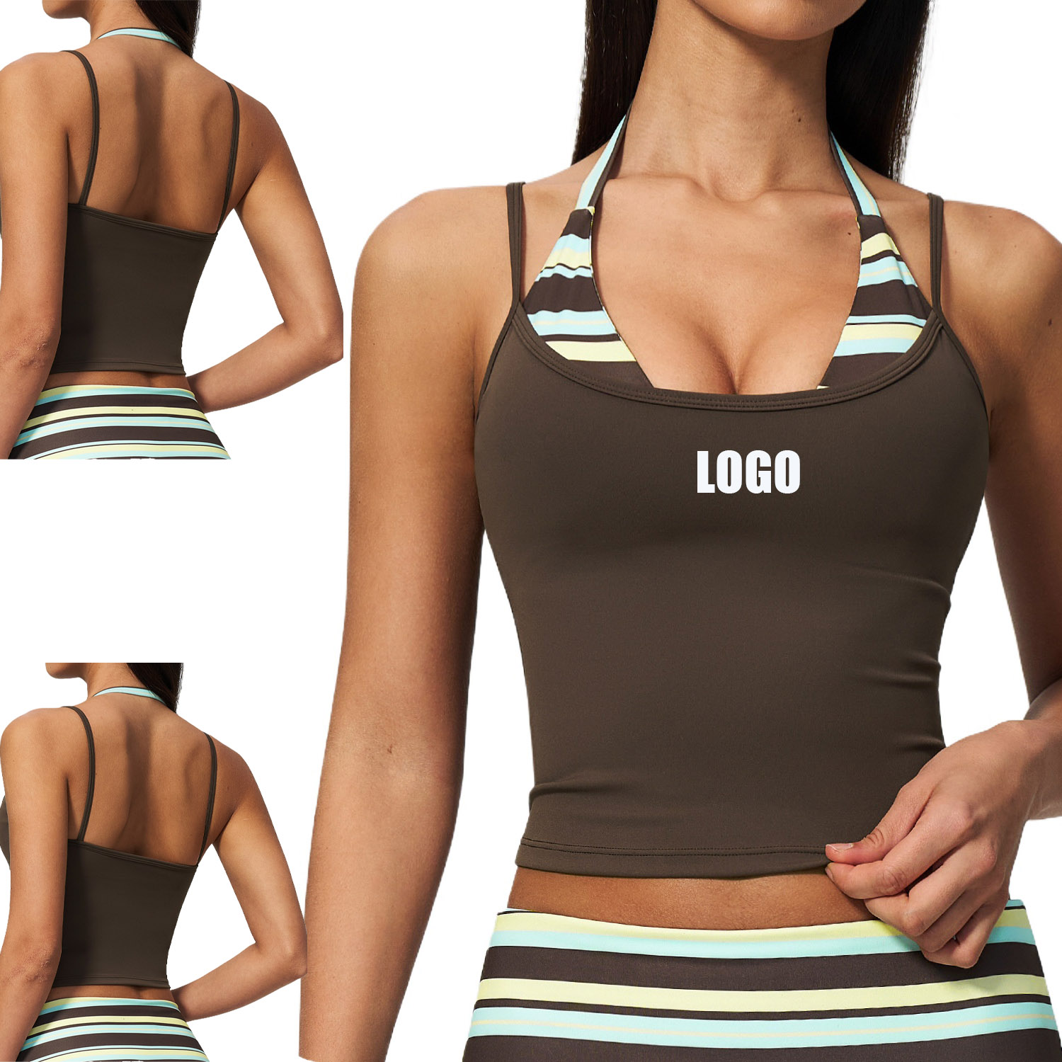 Yoga Fitness Logo Design - Soutien-gorge de sport pour femme avec