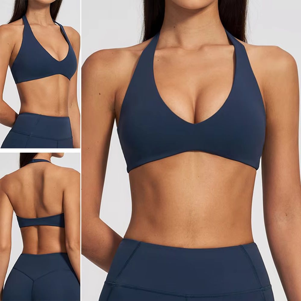 Yoga Fitness Logo Design - Soutien-gorge de sport rembourré pour femmes,