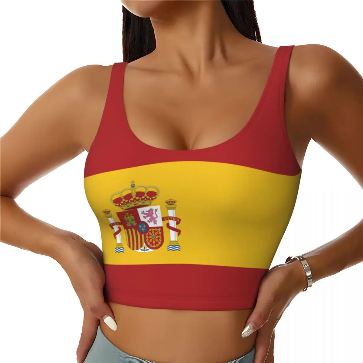 Yoga Fitness Top - Espagne drapeau Tops basiques femmes Samba
