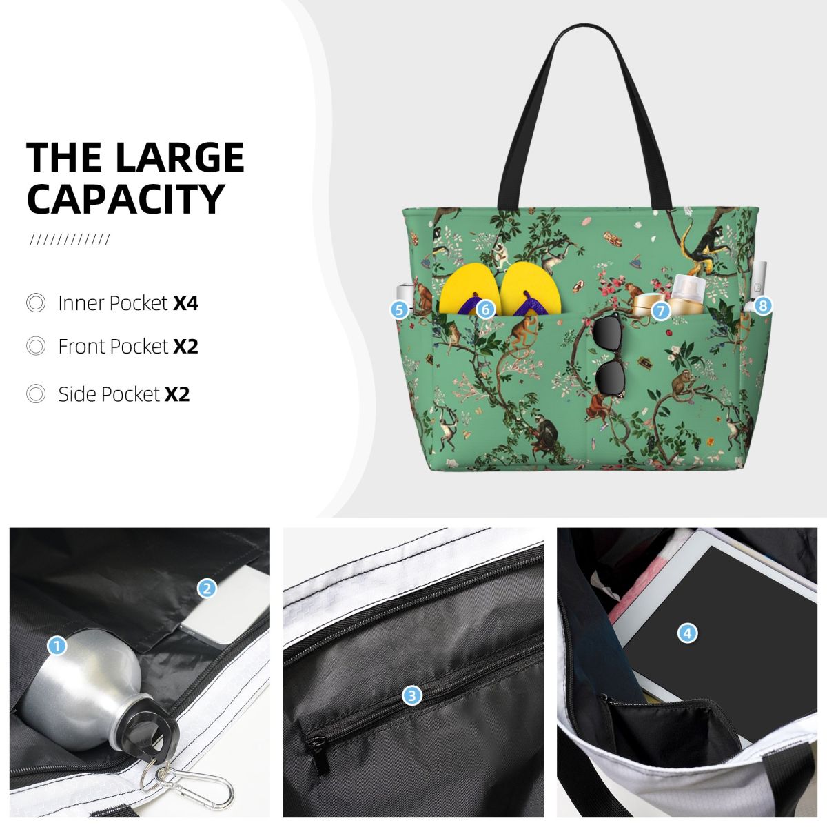 Monkey World Green Beach Tote  - Yoga Fitness World avis et prix