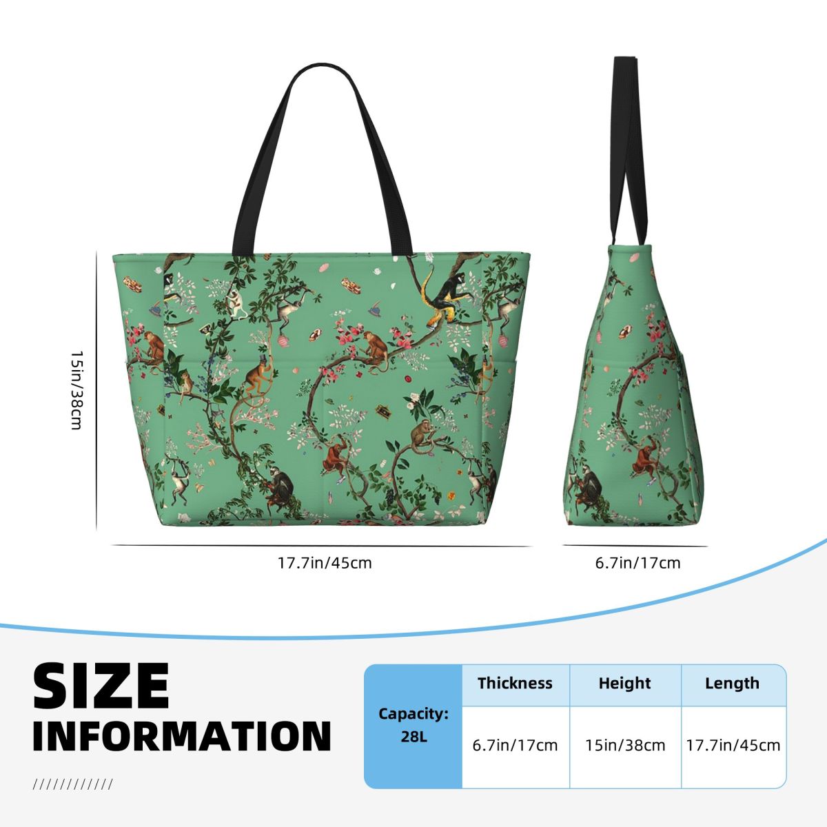 Monkey World Green Beach Tote  - Yoga Fitness World avis et prix